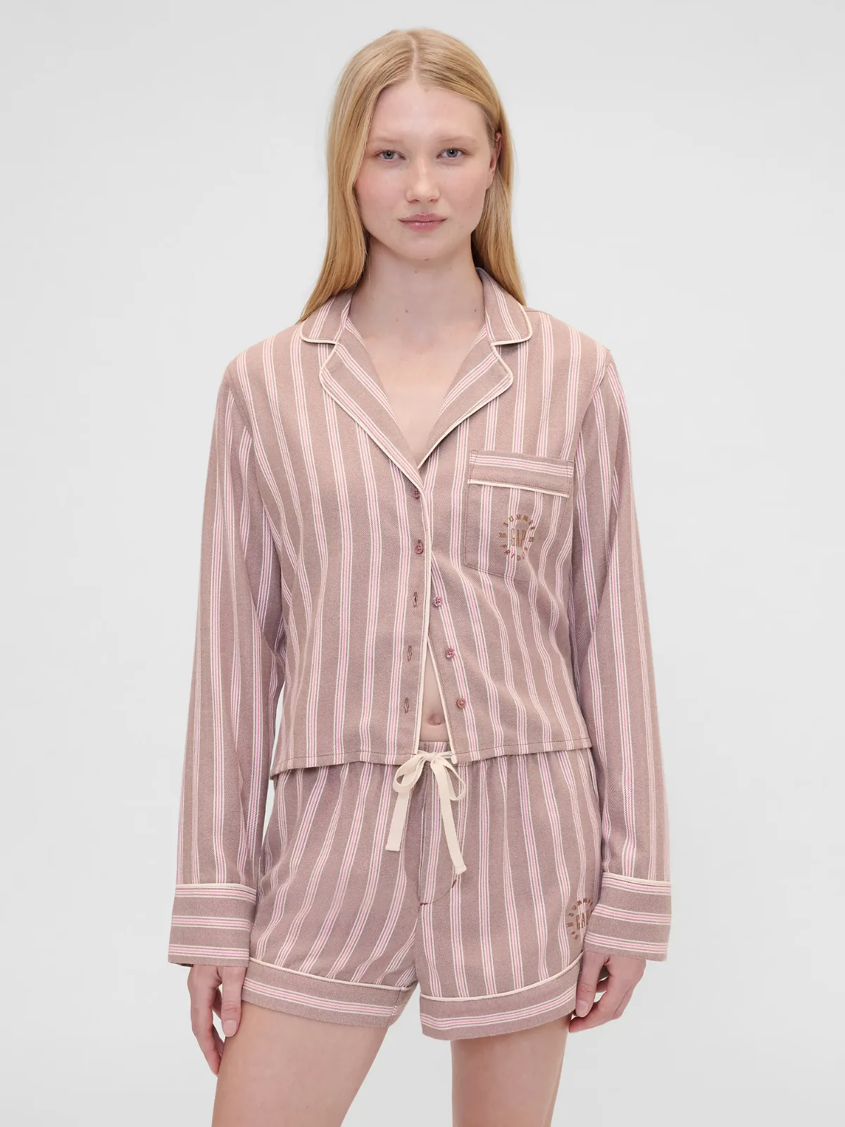 Gap x Summer Fridays Relaxed Flannel Stripe PJ Shirt by Gap
