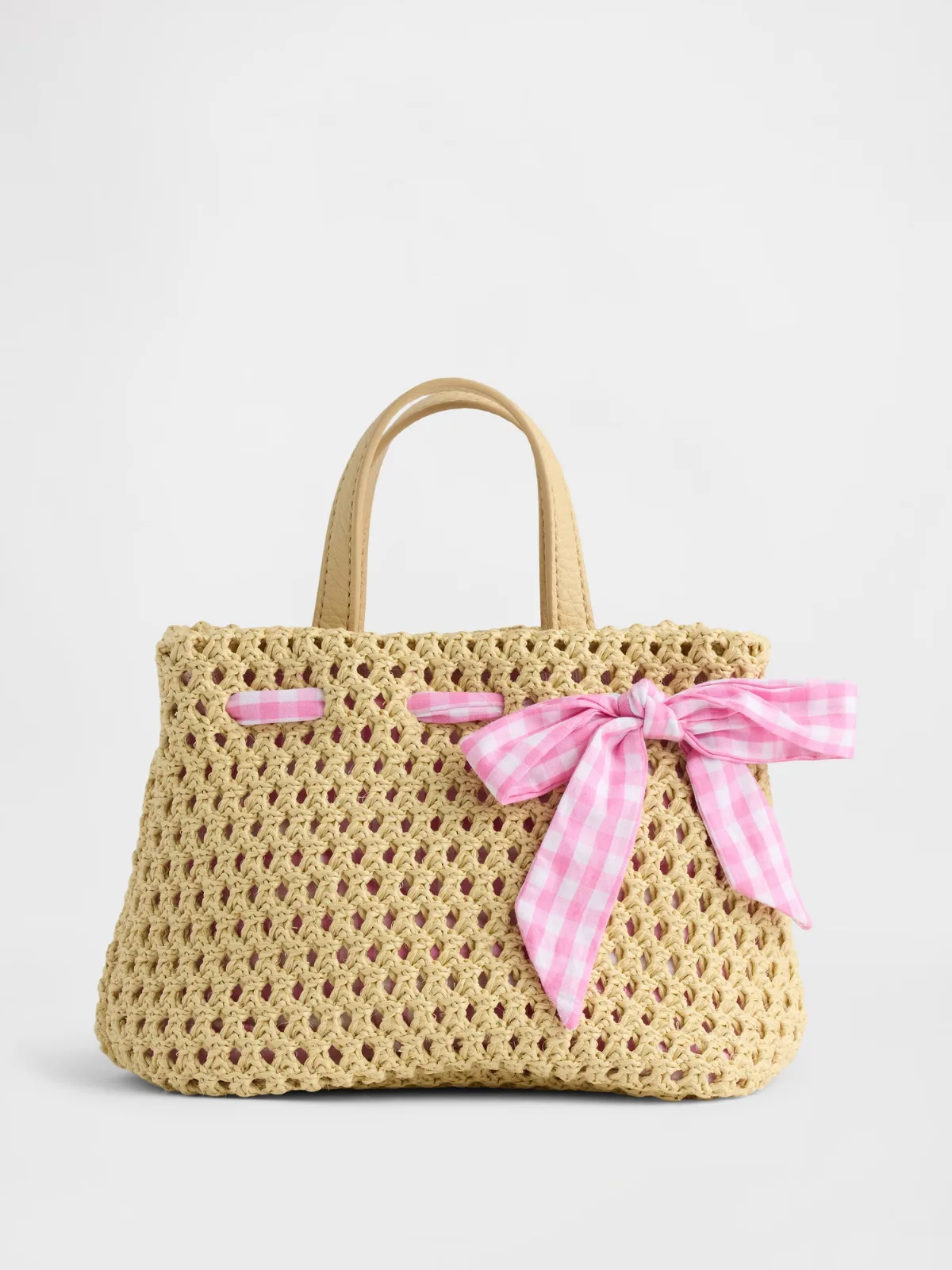 Gingham Bow Straw Bag by Gap