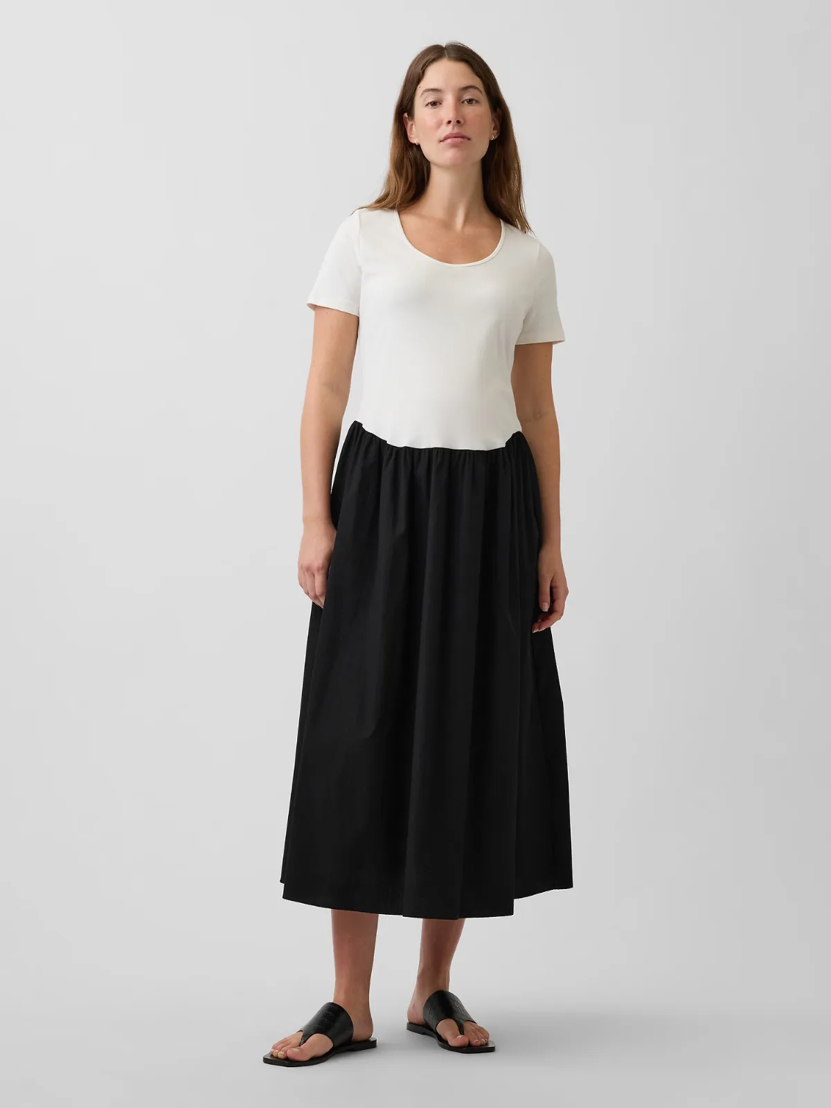Maternity Mixed Media Drop-Waist Dress by Gap