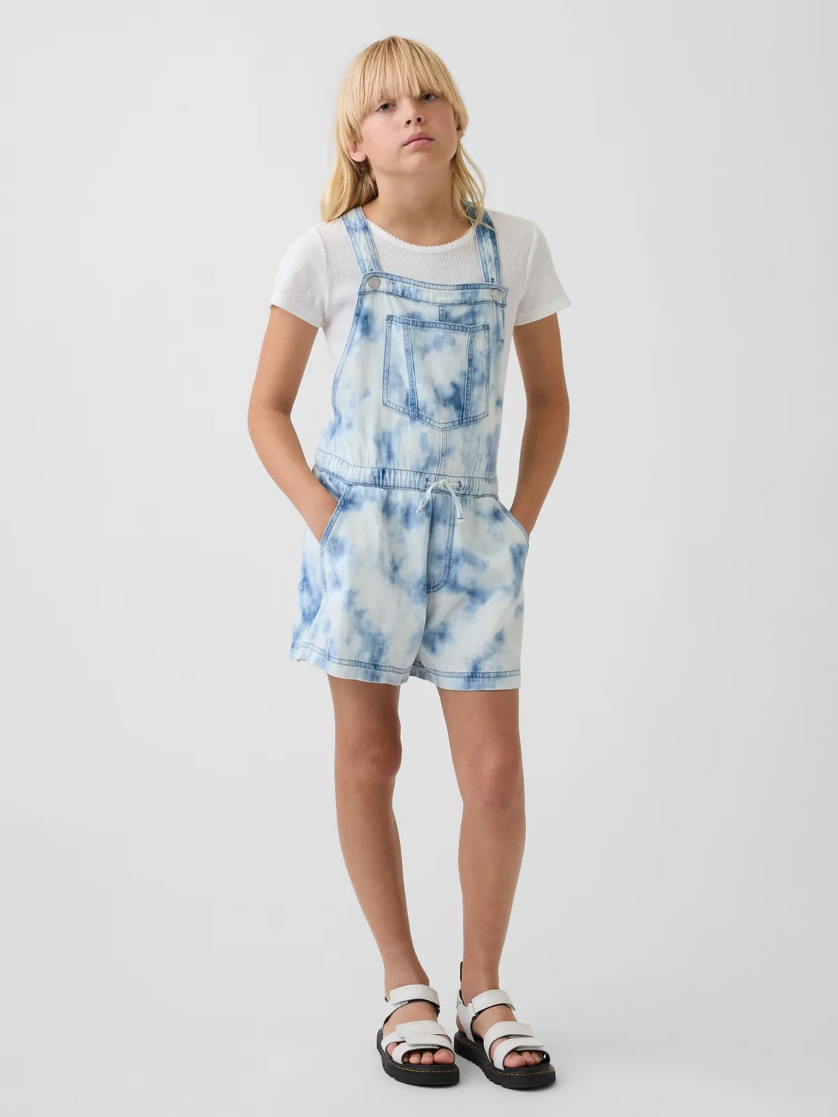 Tie-Dye Denim Relaxed Shortalls by Gap