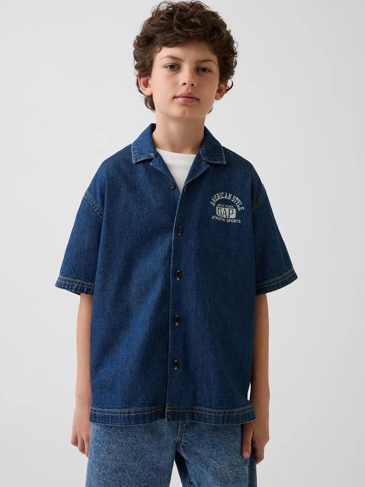 Denim Relaxed New York Logo Shirt by Gap
