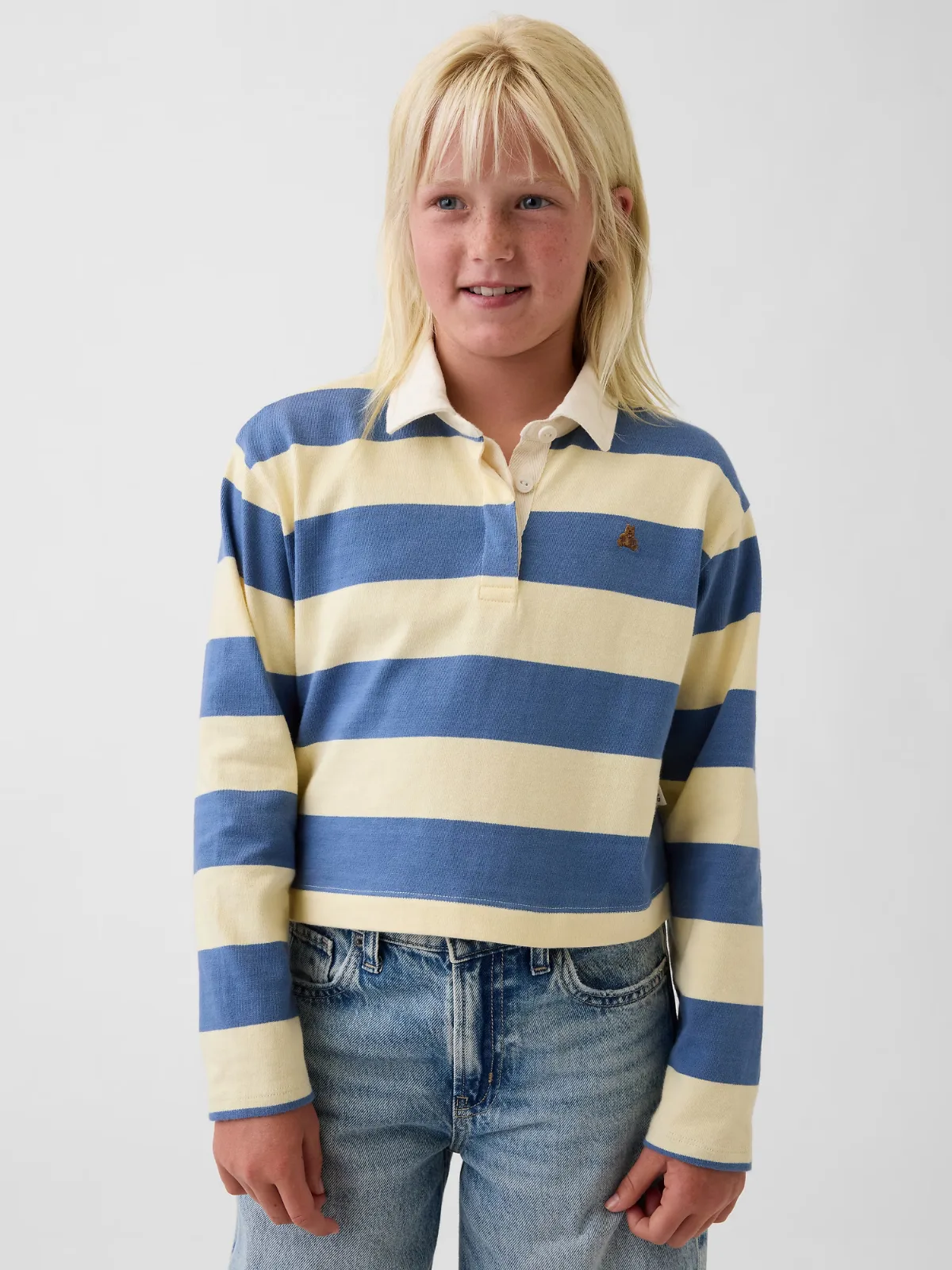 Oversized Rugby Stripe Polo Shirt by Gap