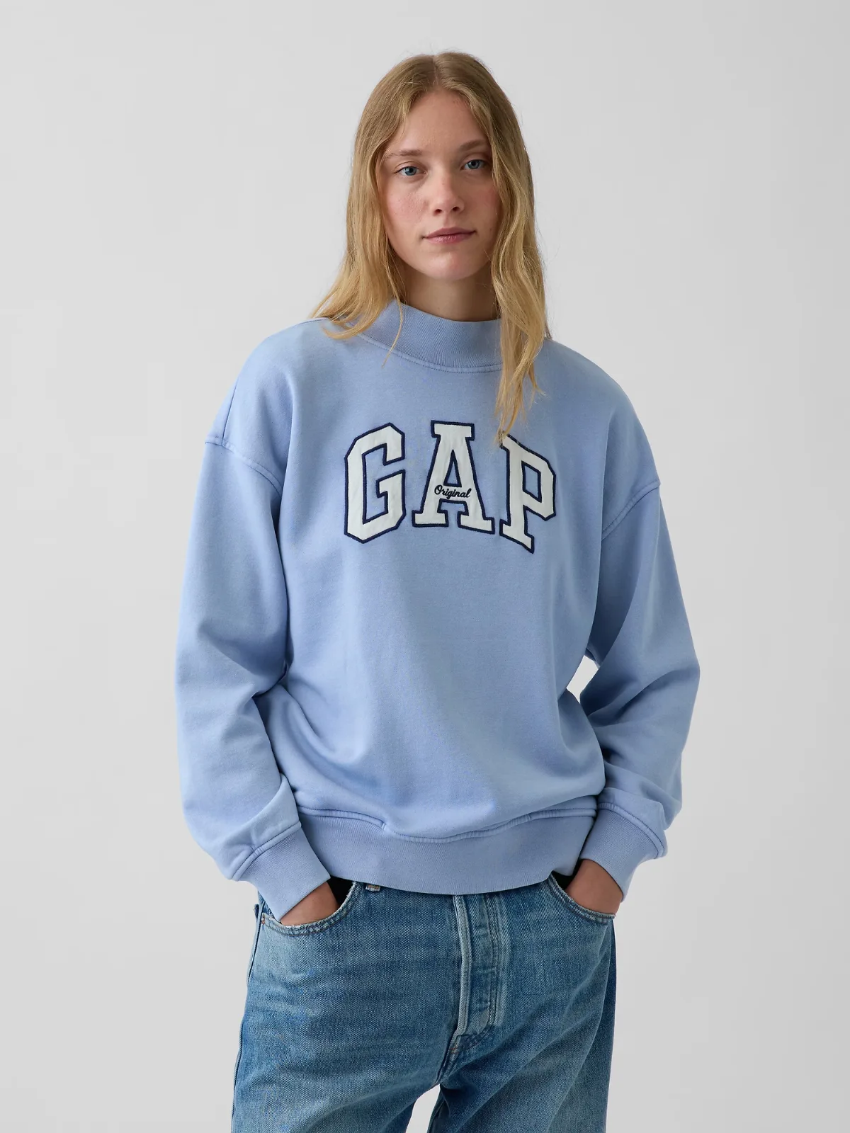 VintageSoft Oversized Mockneck Logo Sweatshirt