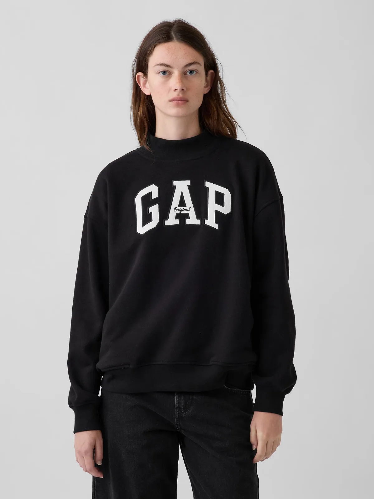 VintageSoft Oversized Mockneck Logo Sweatshirt
