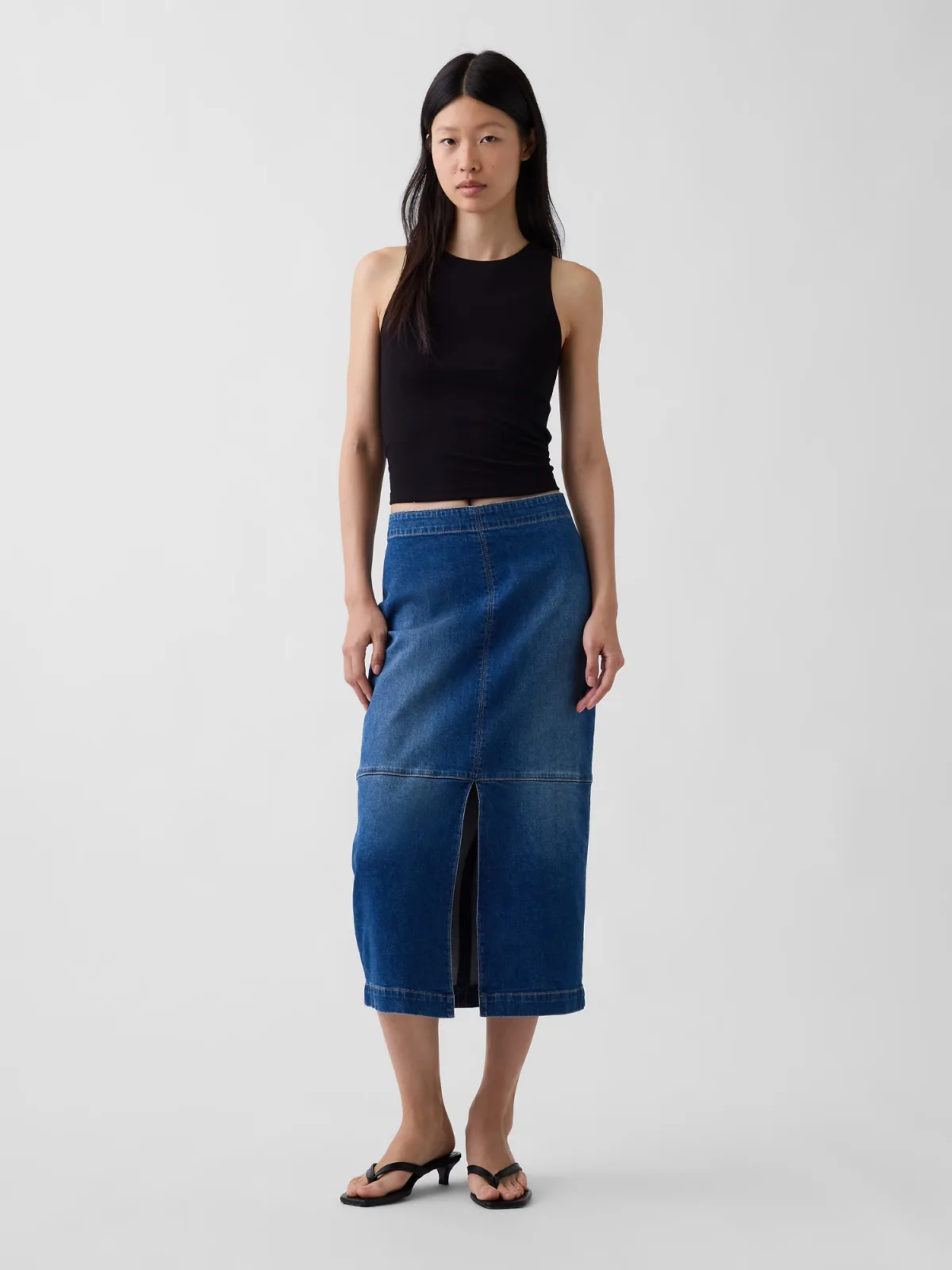 Denim Seamed Midi Pencil Skirt by Gap