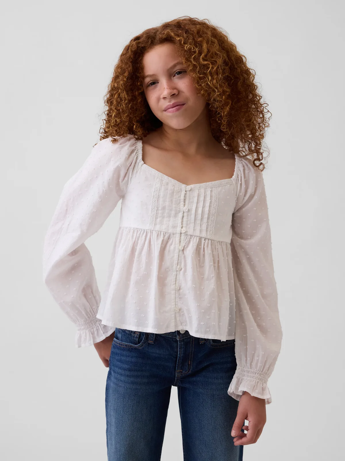 Puff-Sleeve Empire-Waist Top by Gap