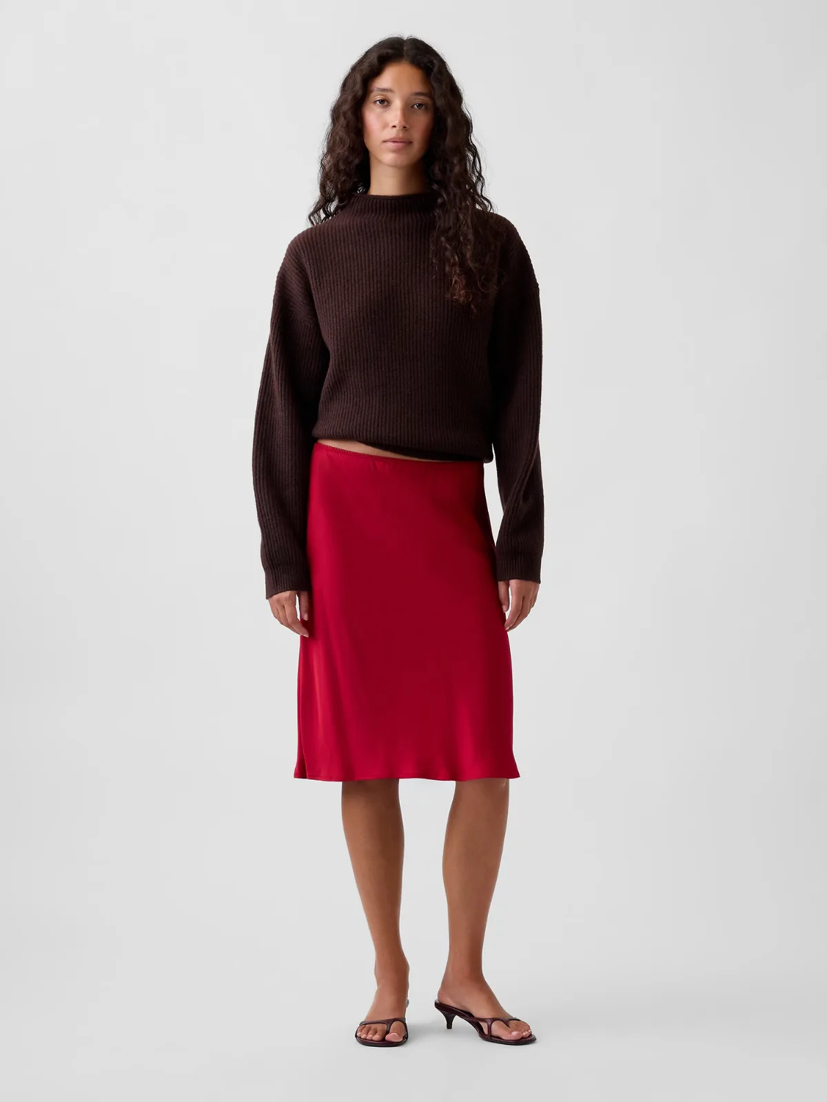 Satin Bias-Cut Skirt