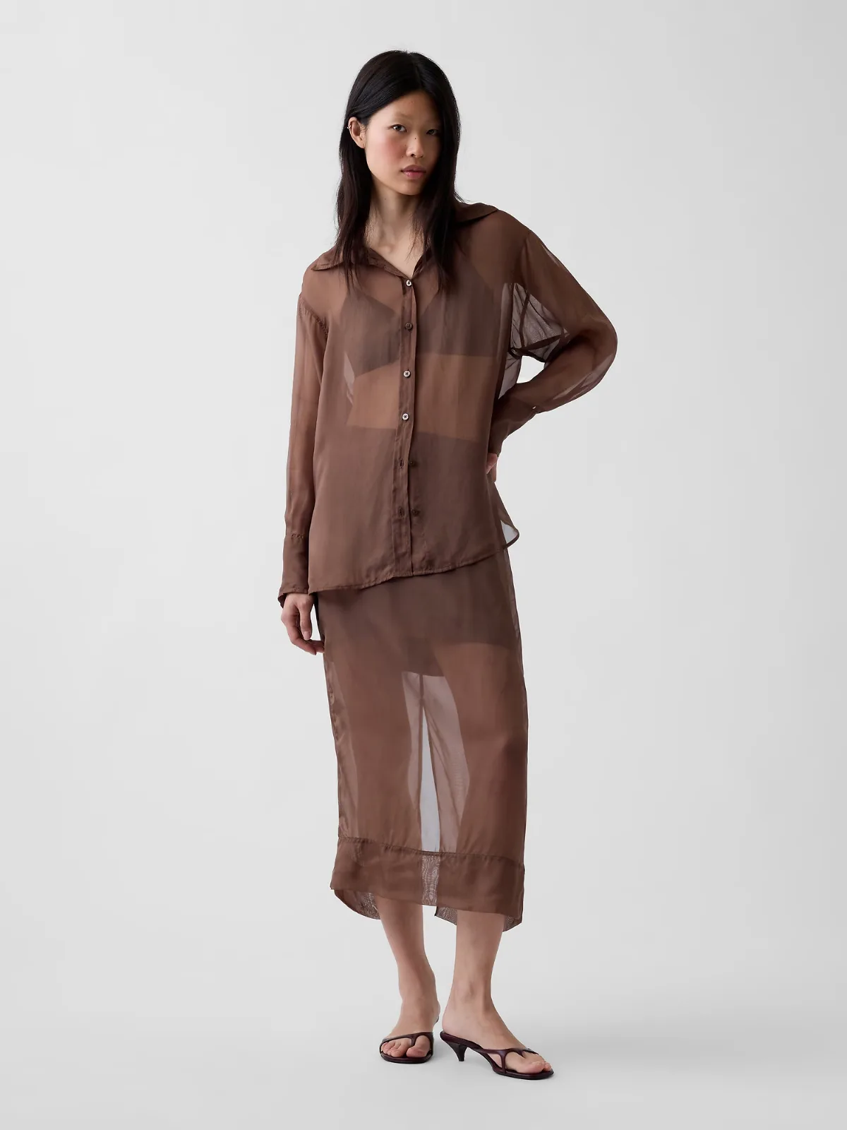 Sheer Organza Maxi Skirt