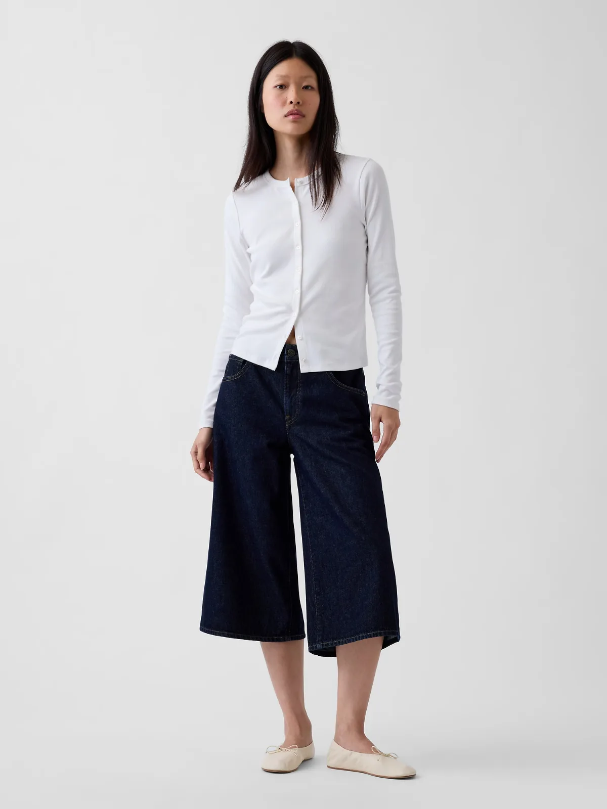 Mid Rise Culotte Jeans by Gap