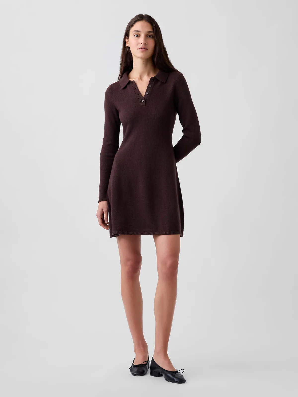 CashSoft Polo Shirt Sweater Mini Dress