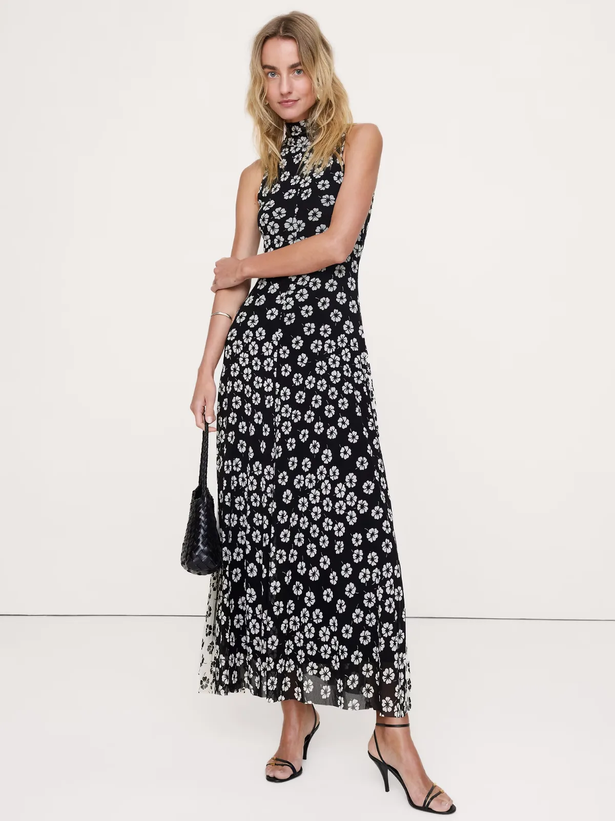Mesh Tie-Neck Maxi Dress by Banana Republic