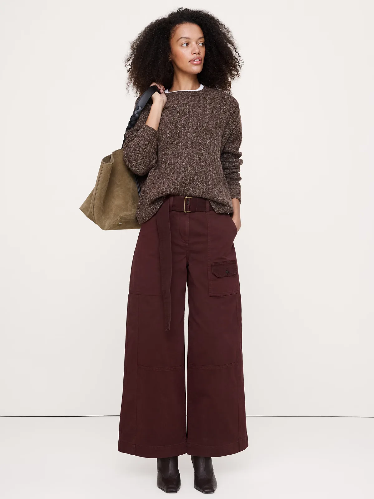 High-Rise Wide-Leg Cotton Utility Pant by Banana Republic
