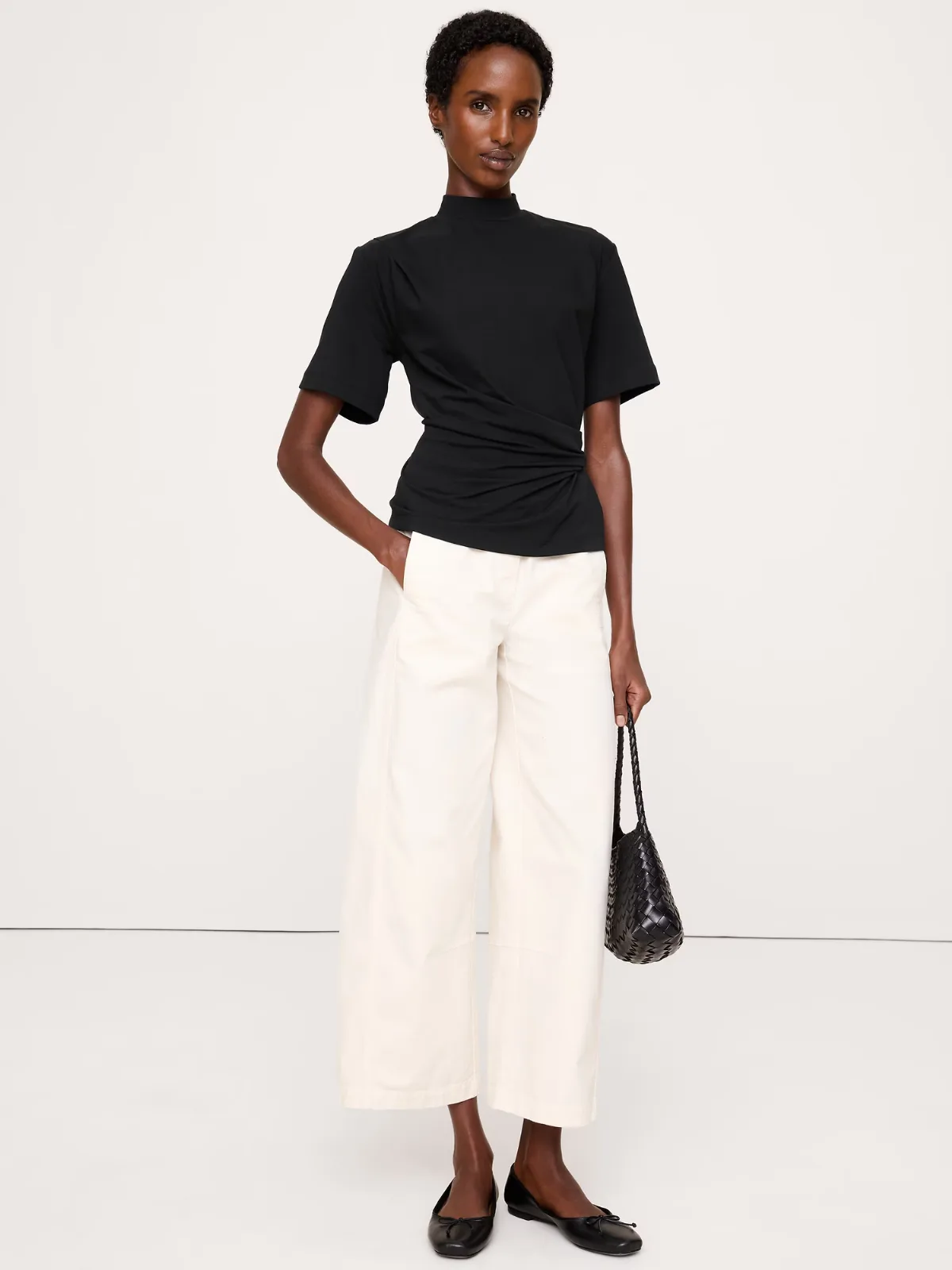 Stretch-Cotton High-Neck Top by Banana Republic