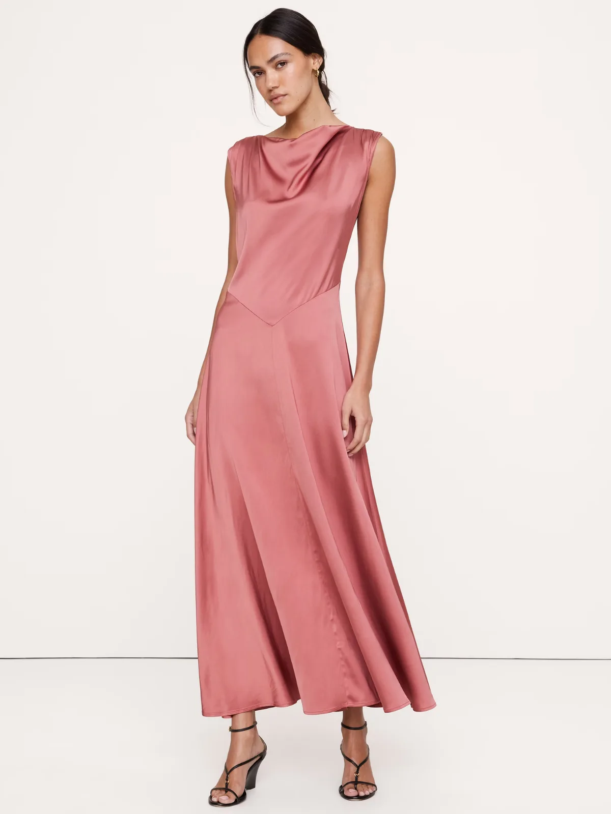 Stretch-Satin Cowl-Neck Maxi Dress by Banana Republic