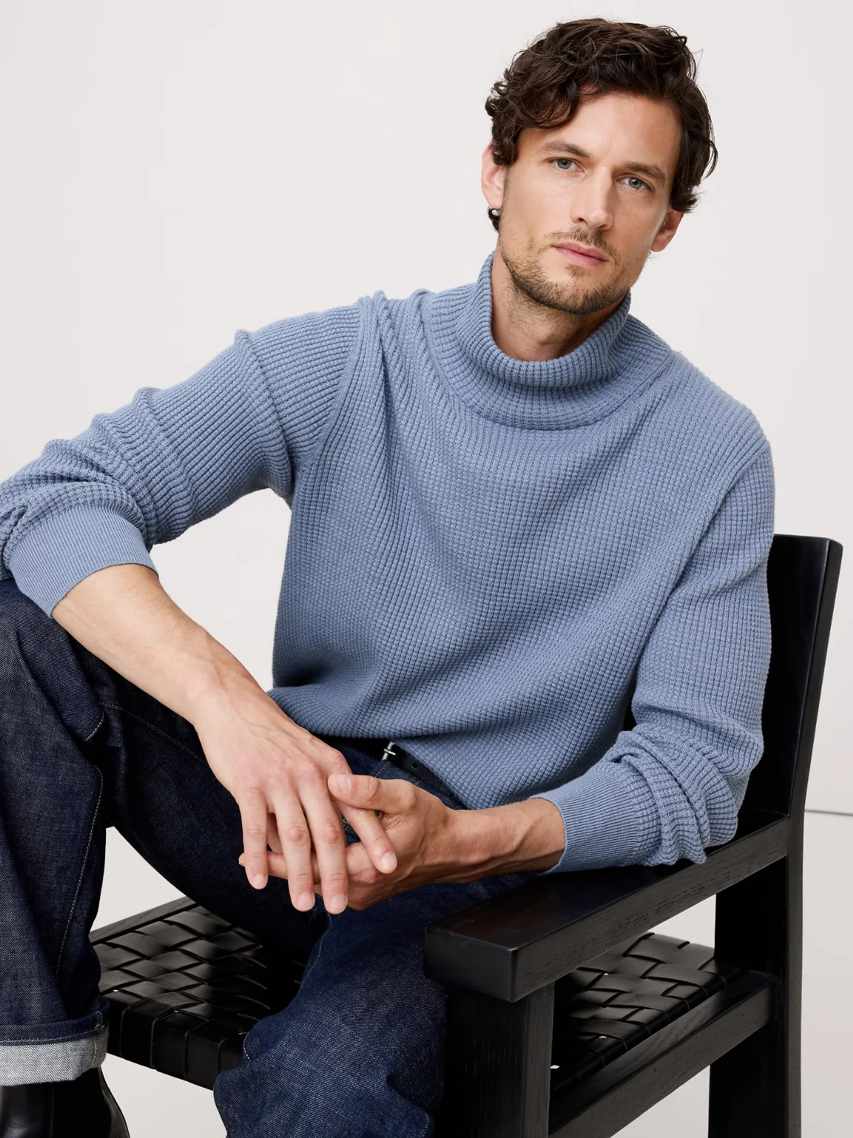 Cotton Thermal-Knit Turtleneck Sweater by Banana Republic
