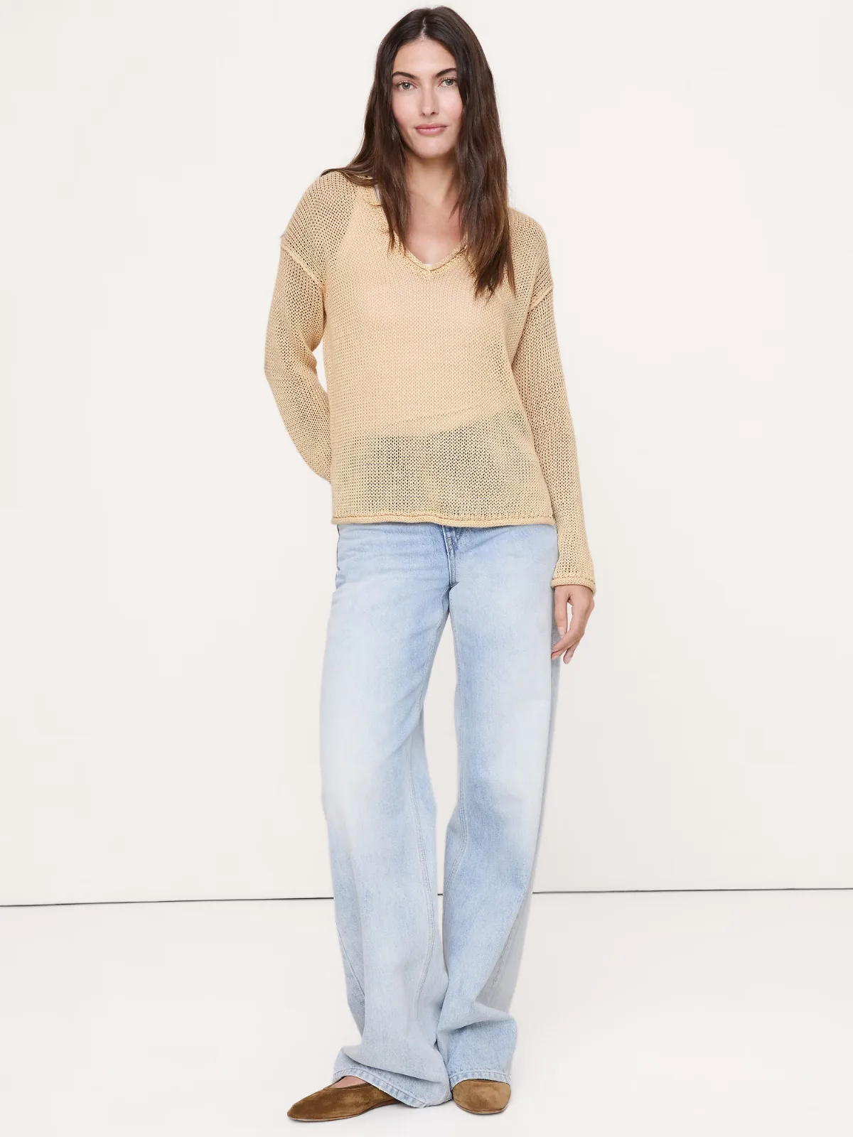 Heirloom Linen V-Neck Sweater by Banana Republic