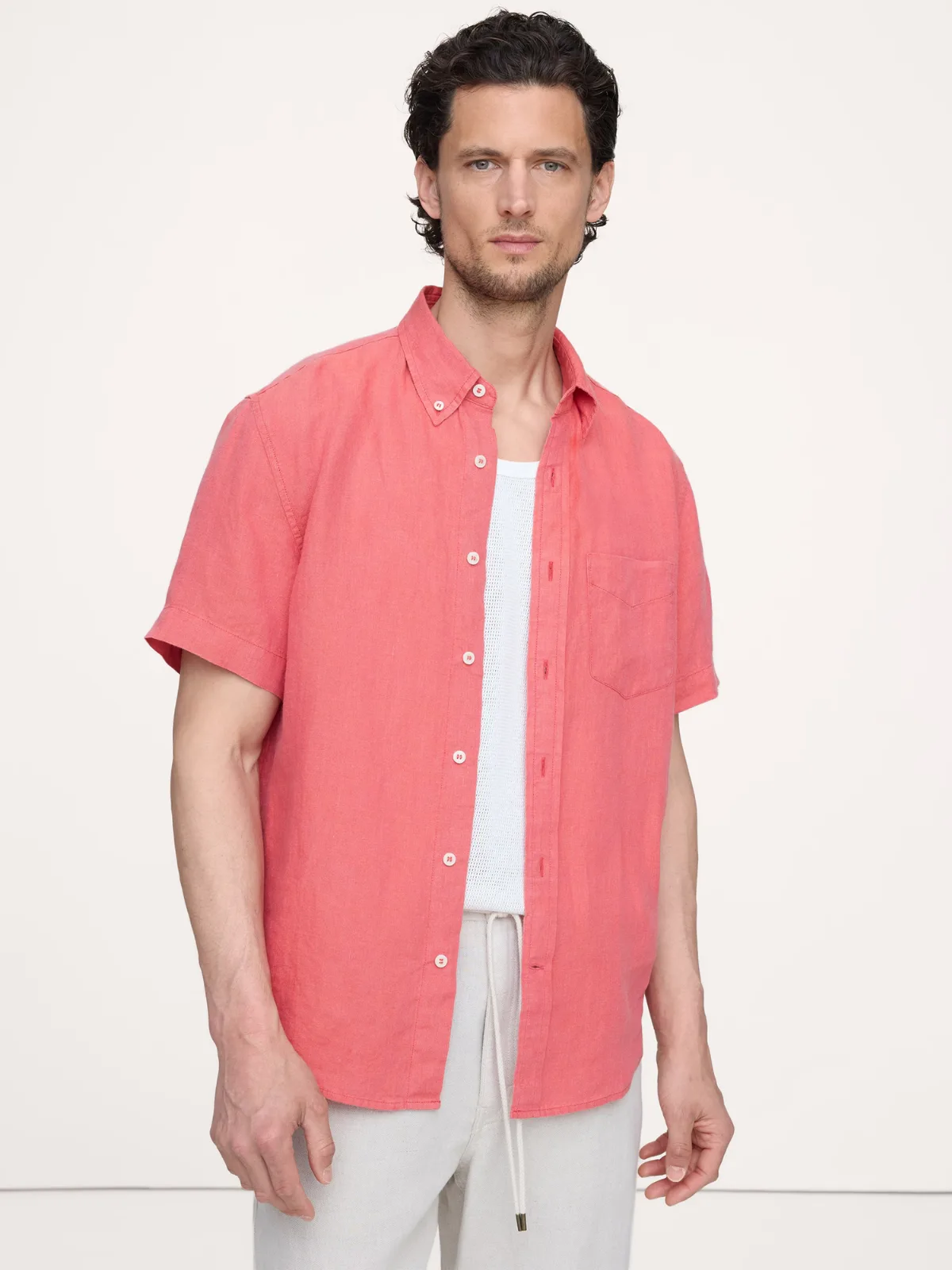 Standard-Fit Linen Short-Sleeve Shirt by Banana Republic