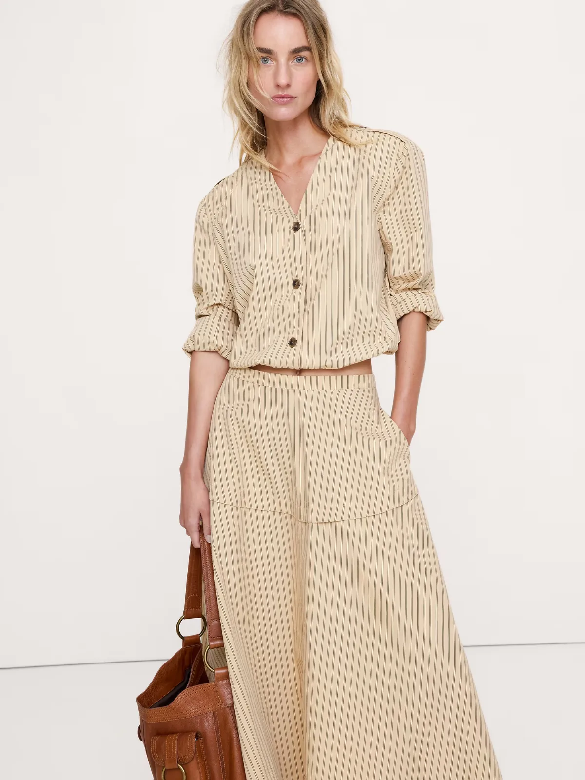 Cotton Poplin Bubble-Hem Shirt by Banana Republic