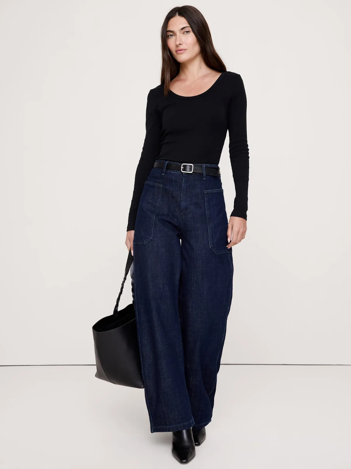Minimalist Cotton Long-Sleeve Scoop-Neck T-Shirt by Banana Republic