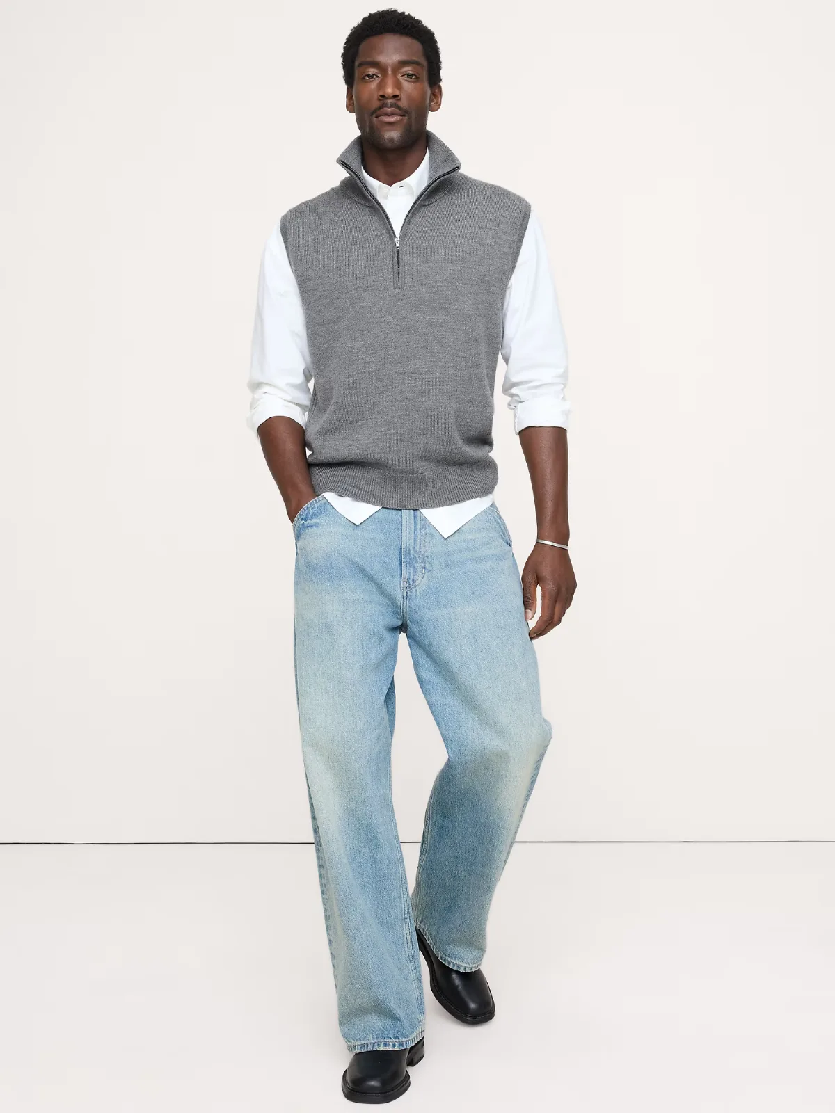 Merino Half-Zip Sweater Vest by Banana Republic