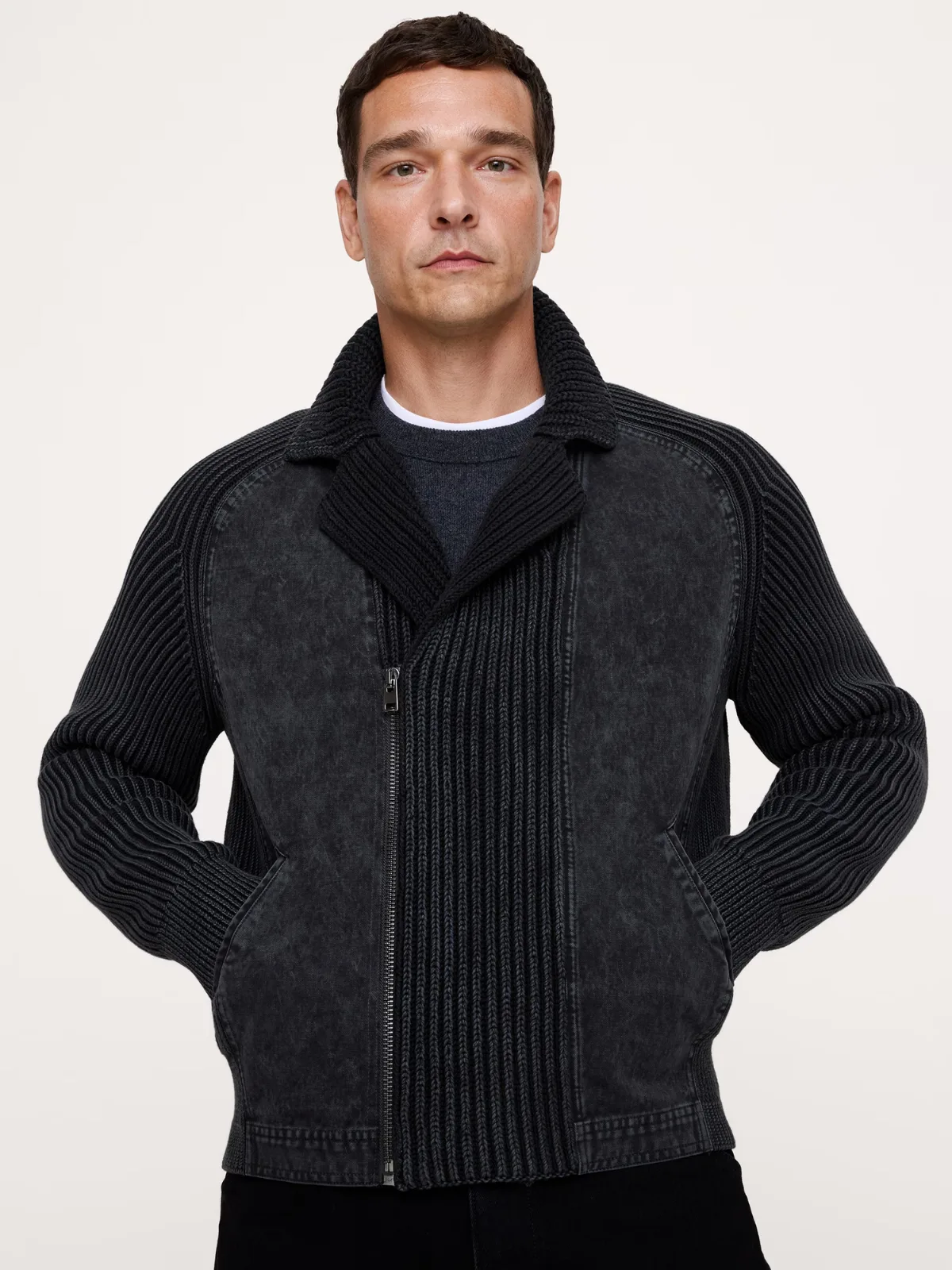 Cotton Moto Sweater Jacket by Banana Republic