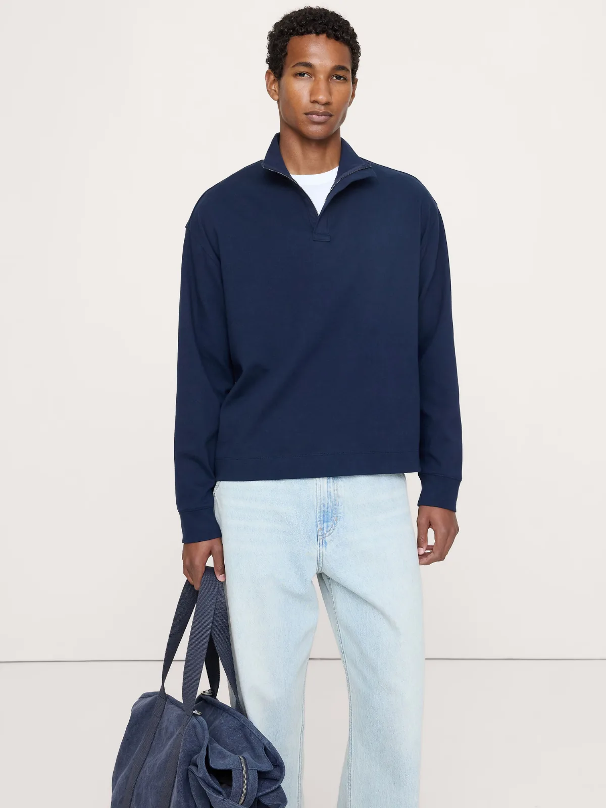 Luxury-Touch Half-Zip Pullover by Banana Republic