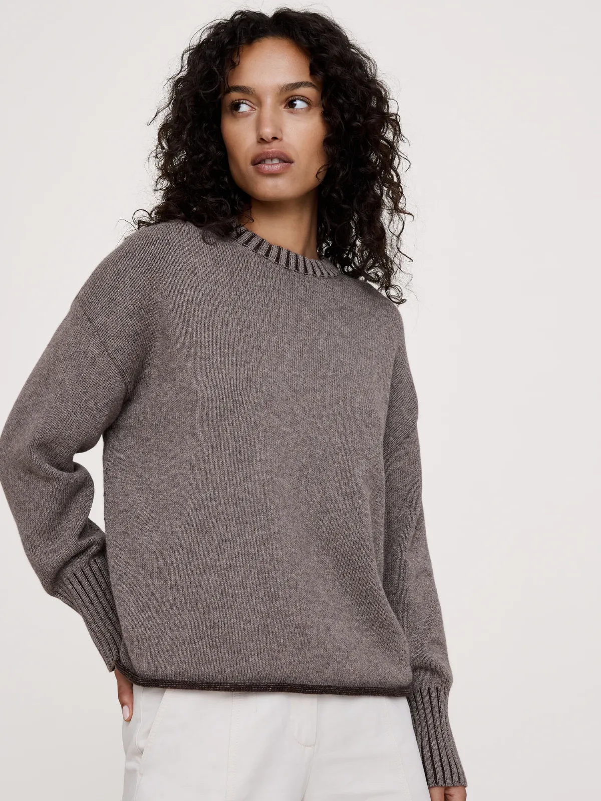 Oversized Merino-Cotton Crew-Neck Sweater by Banana Republic