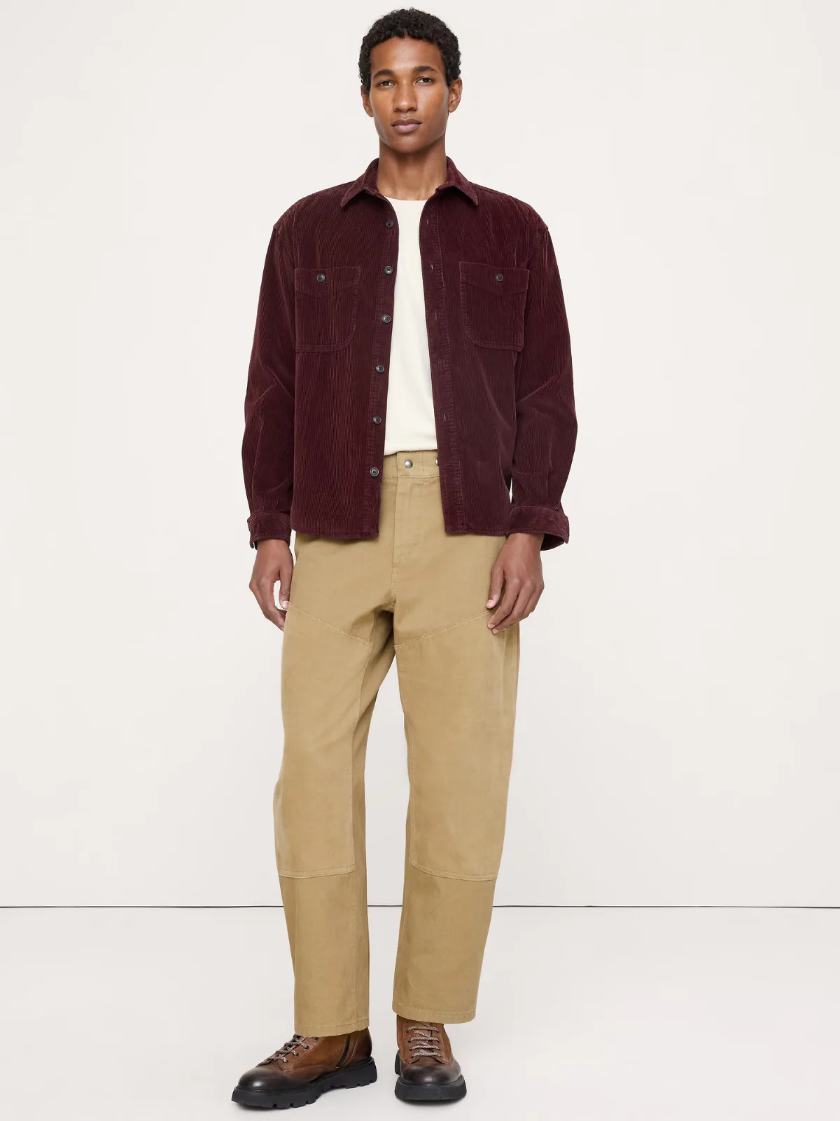 Relaxed Mixed Media Barrel Pant by Banana Republic