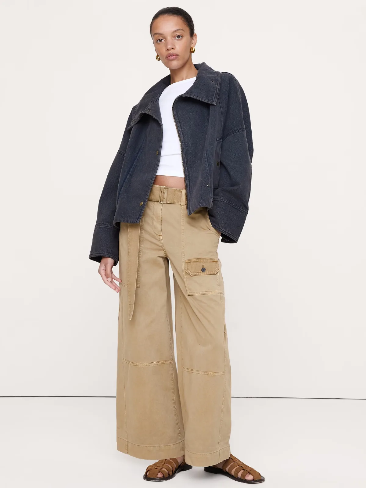 Cropped Denim Trench Coat by Banana Republic