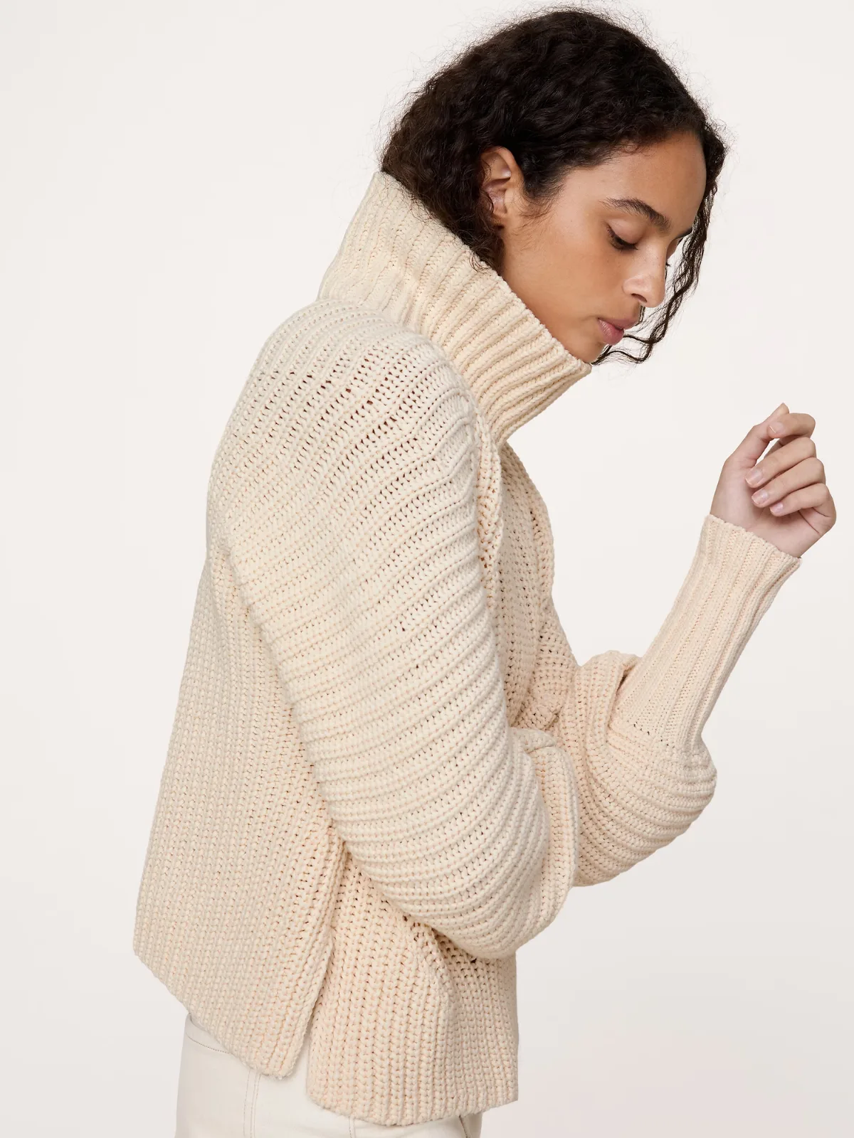 Chunky Cotton Funnel-Neck Sweater by Banana Republic