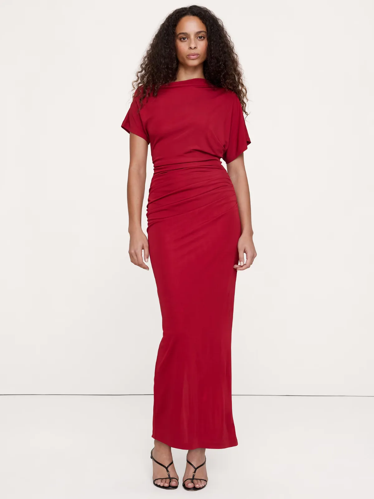 Matte Jersey Draped Maxi Dress