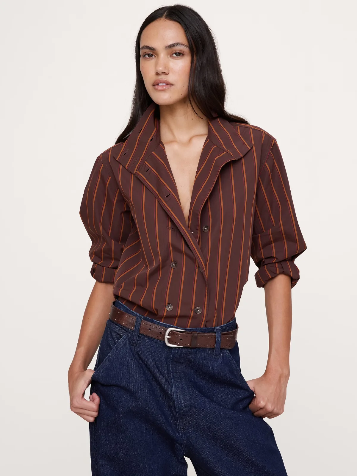 Cotton Foldover Collar Shirt by Banana Republic
