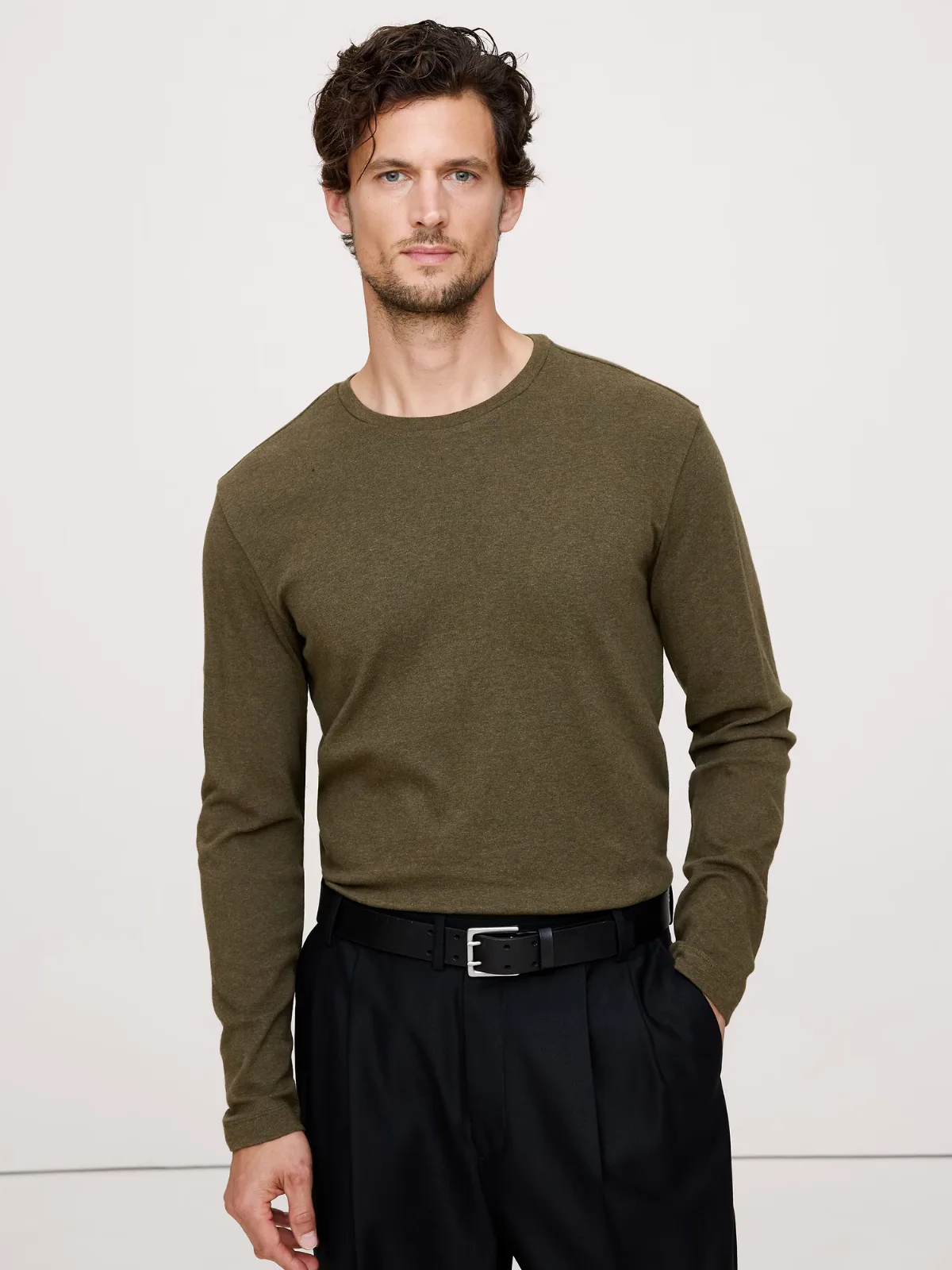 Luxury-Touch Long-Sleeve T-Shirt by Banana Republic