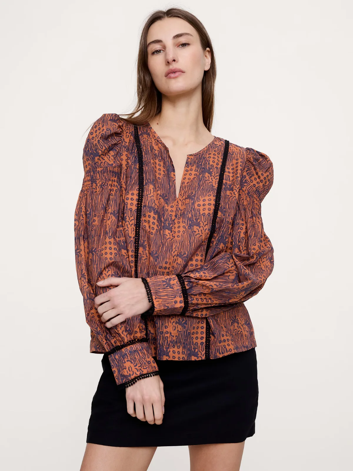 Lightweight Cotton Puff-Sleeve Top by Banana Republic