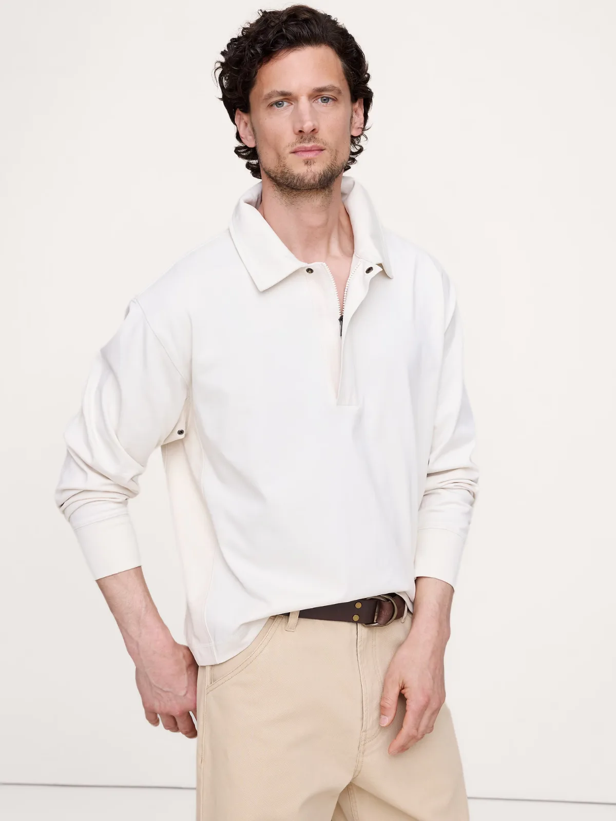 Cotton Quarter-Zip Sweatshirt by Banana Republic