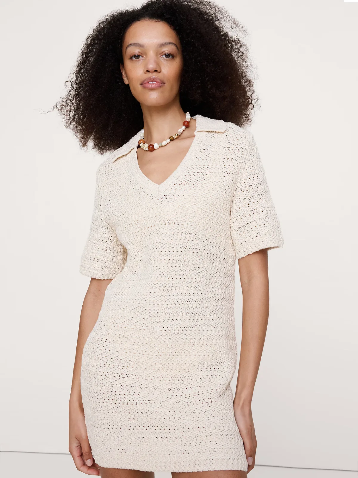 Cotton Crochet Mini Sweater Dress by Banana Republic