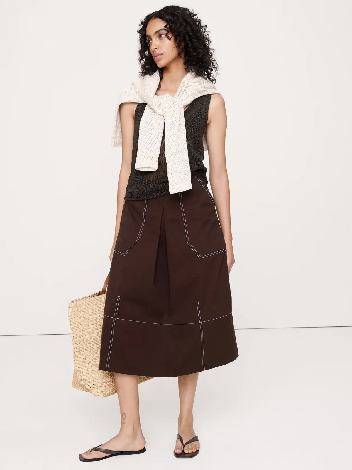 Barrel Midi Skirt by Banana Republic