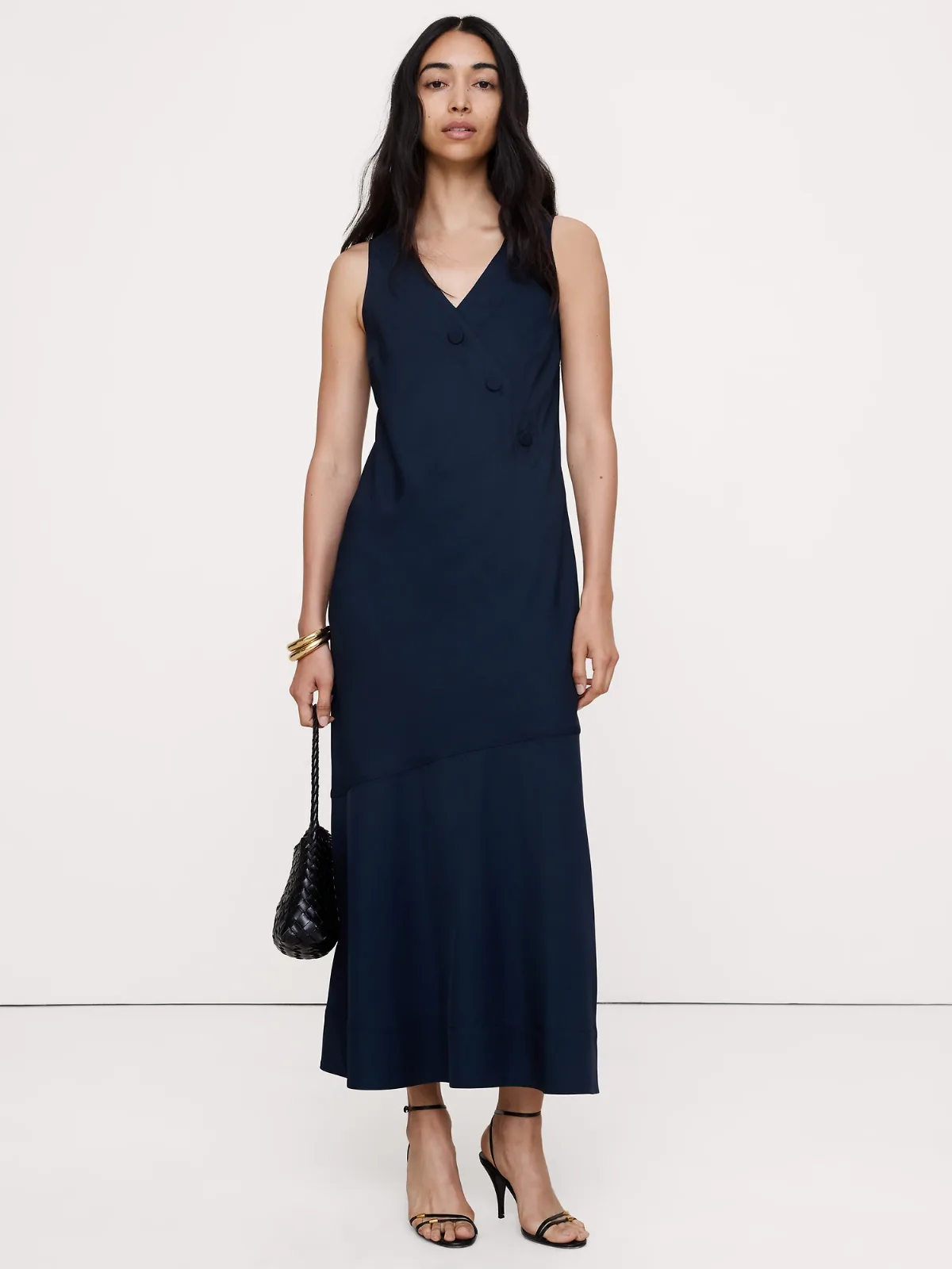 Viscose Buttoned Midi Dress by Banana Republic