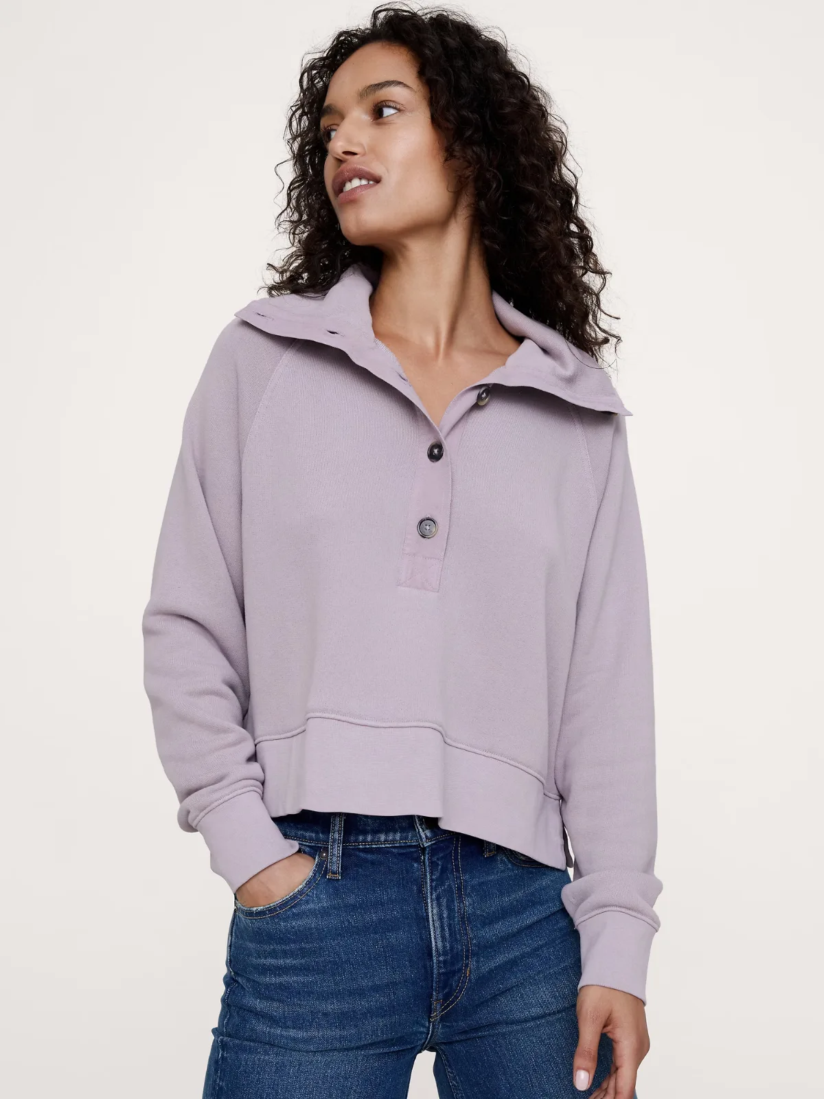 French Terry Stand-Collar Sweatshirt by Banana Republic