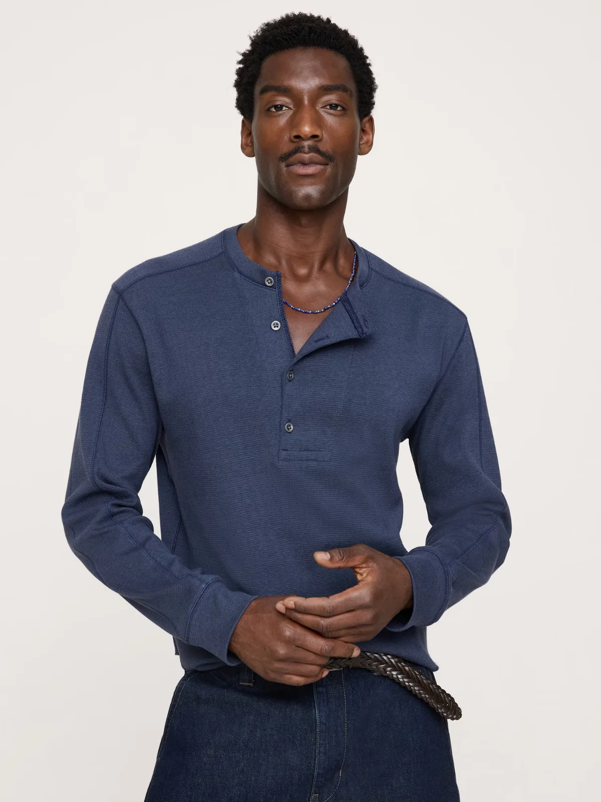 Ribbed Cotton Henley T-Shirt by Banana Republic