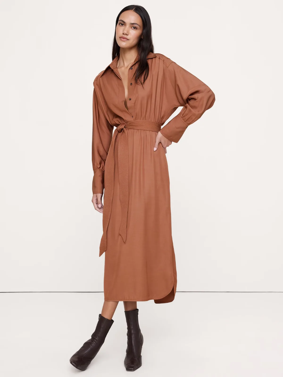 Viscose Midi Shirt Dress by Banana Republic