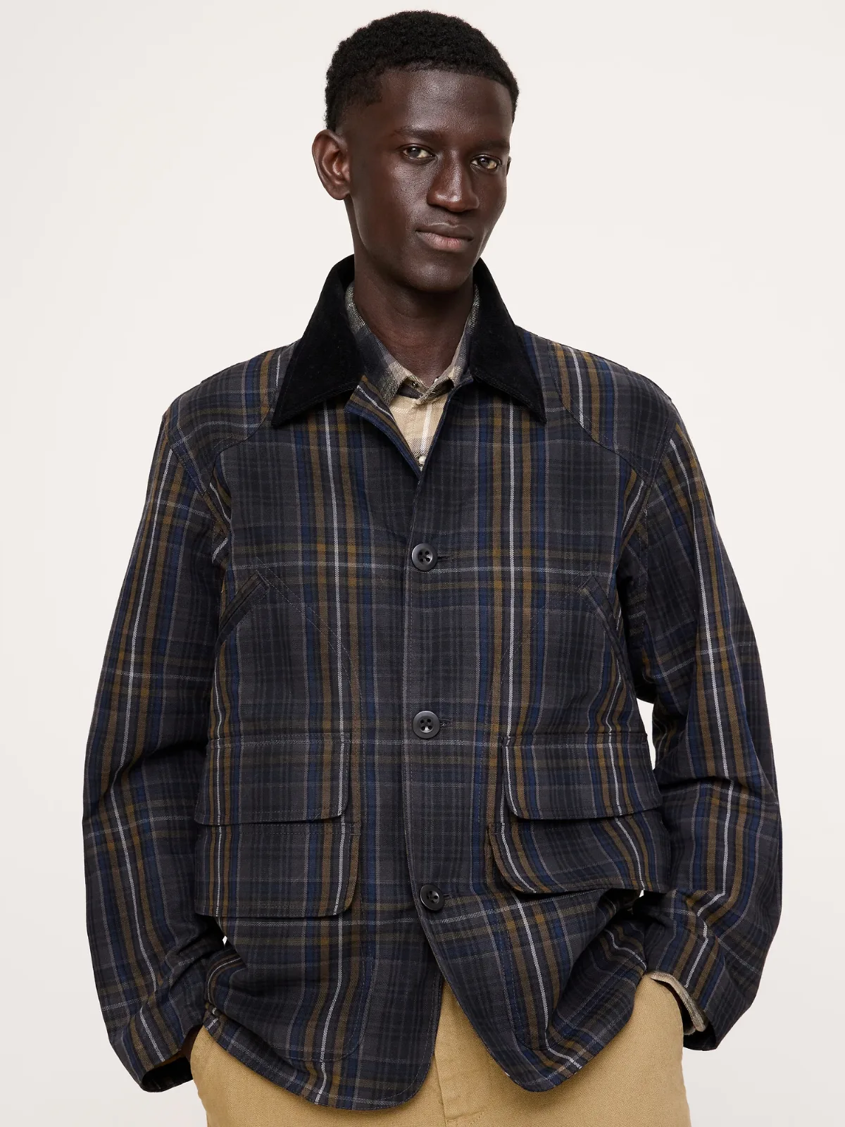 Cotton Canvas Barn Coat with Corduroy Collar by Banana Republic