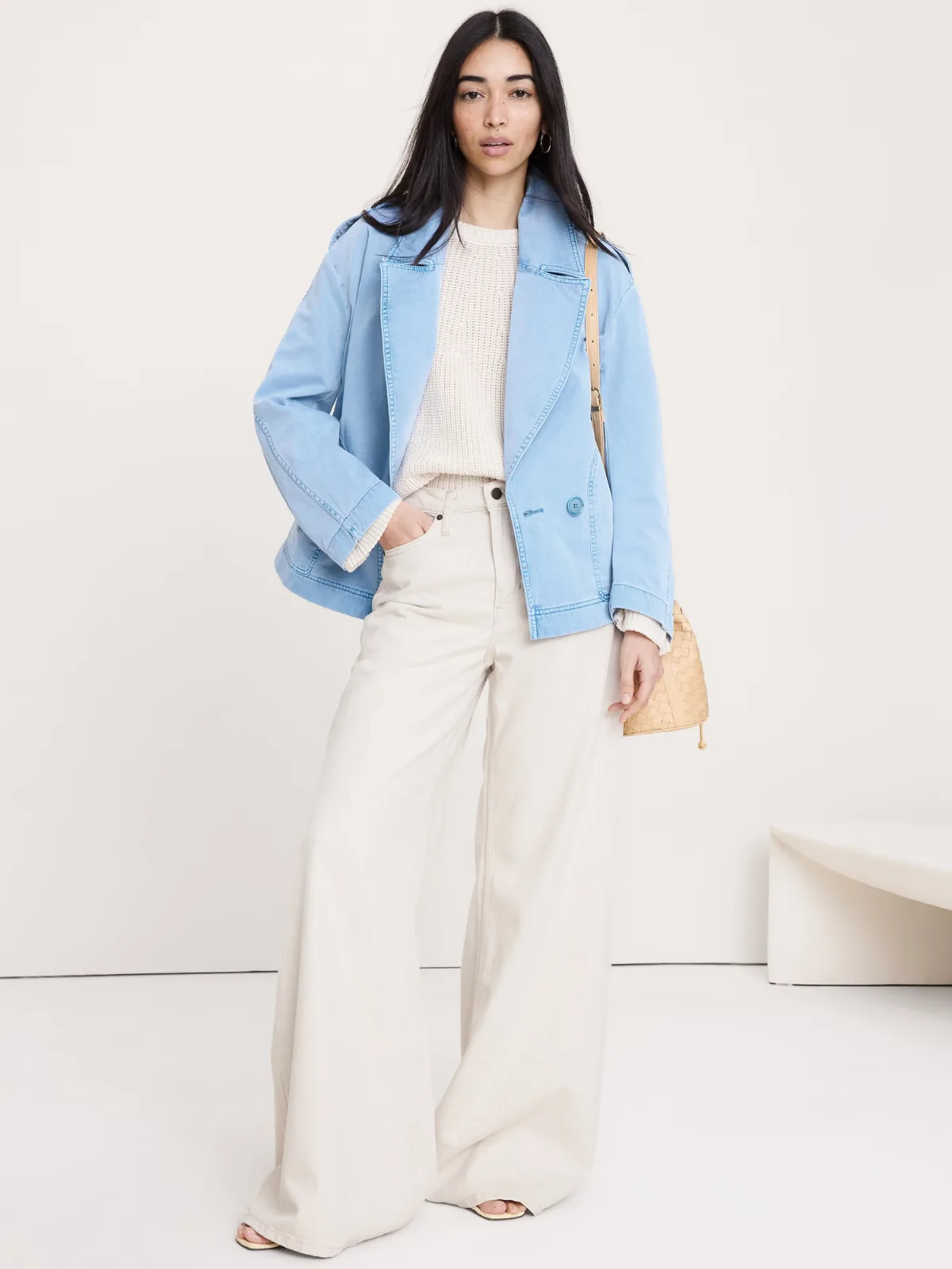 Cotton Twill Peacoat by Banana Republic