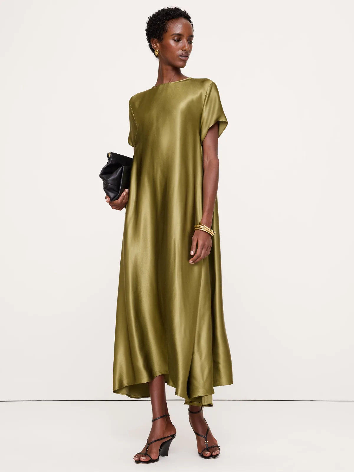 Aurelia Italian Satin Trapeze Dress by Banana Republic
