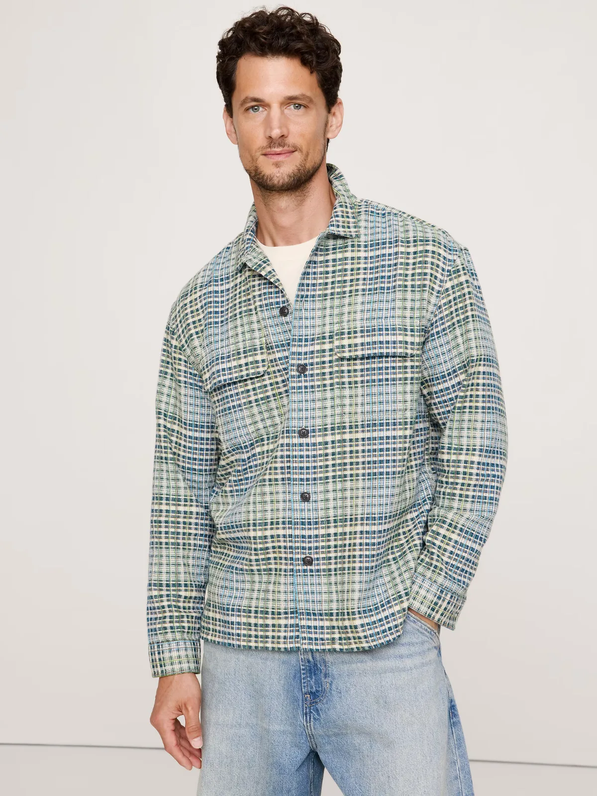 Relaxed-Fit Textured Flannel Shirt by Banana Republic