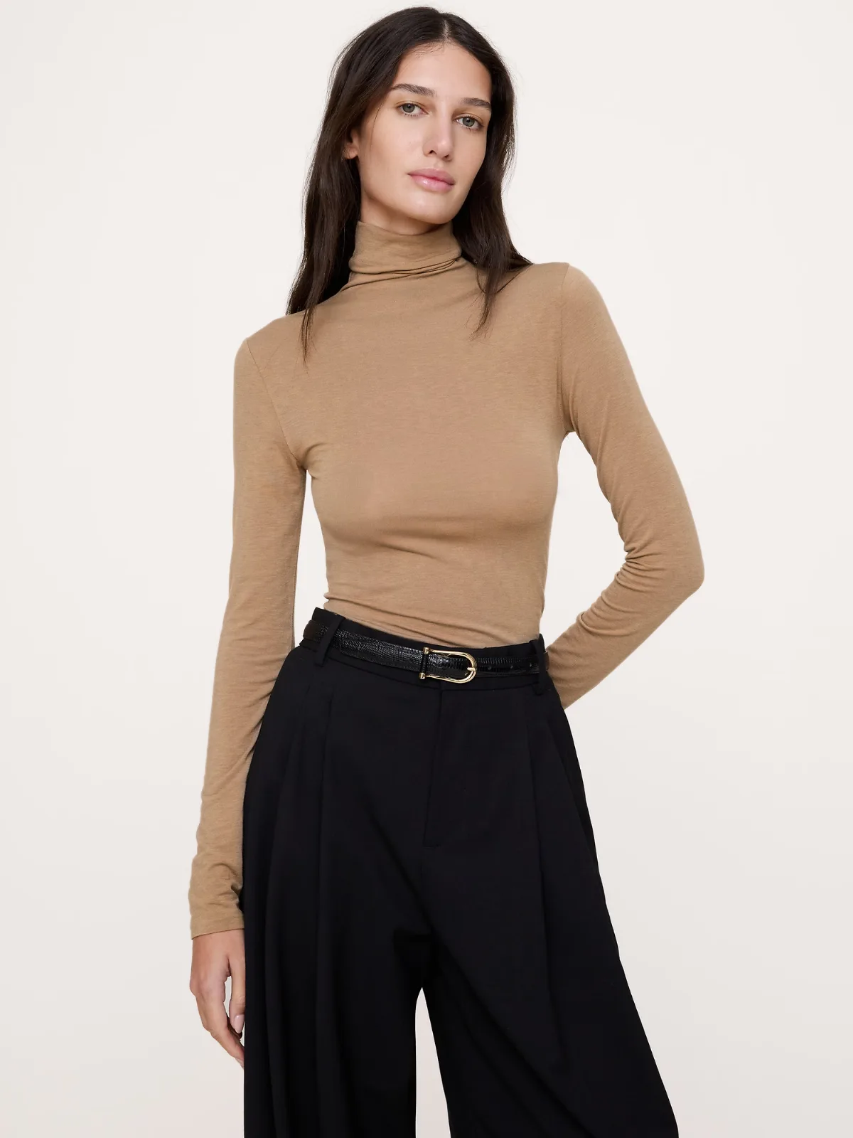 Luxe Wool-Blend Turtleneck T-Shirt by Banana Republic