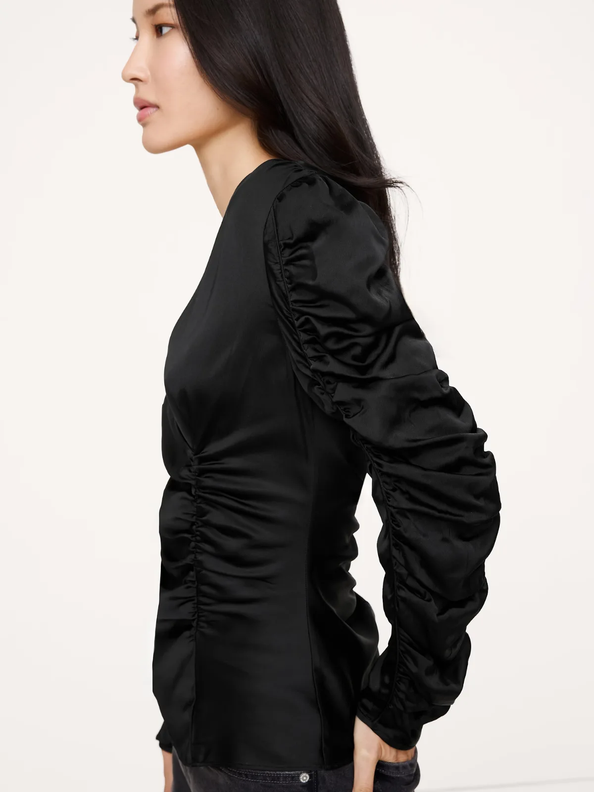 Stretch-Satin Ruched Top by Banana Republic