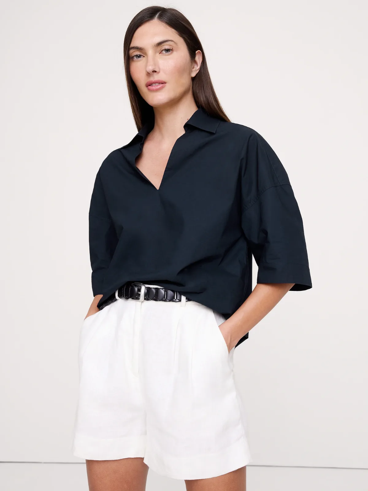 Cotton Poplin Popover Tunic by Banana Republic