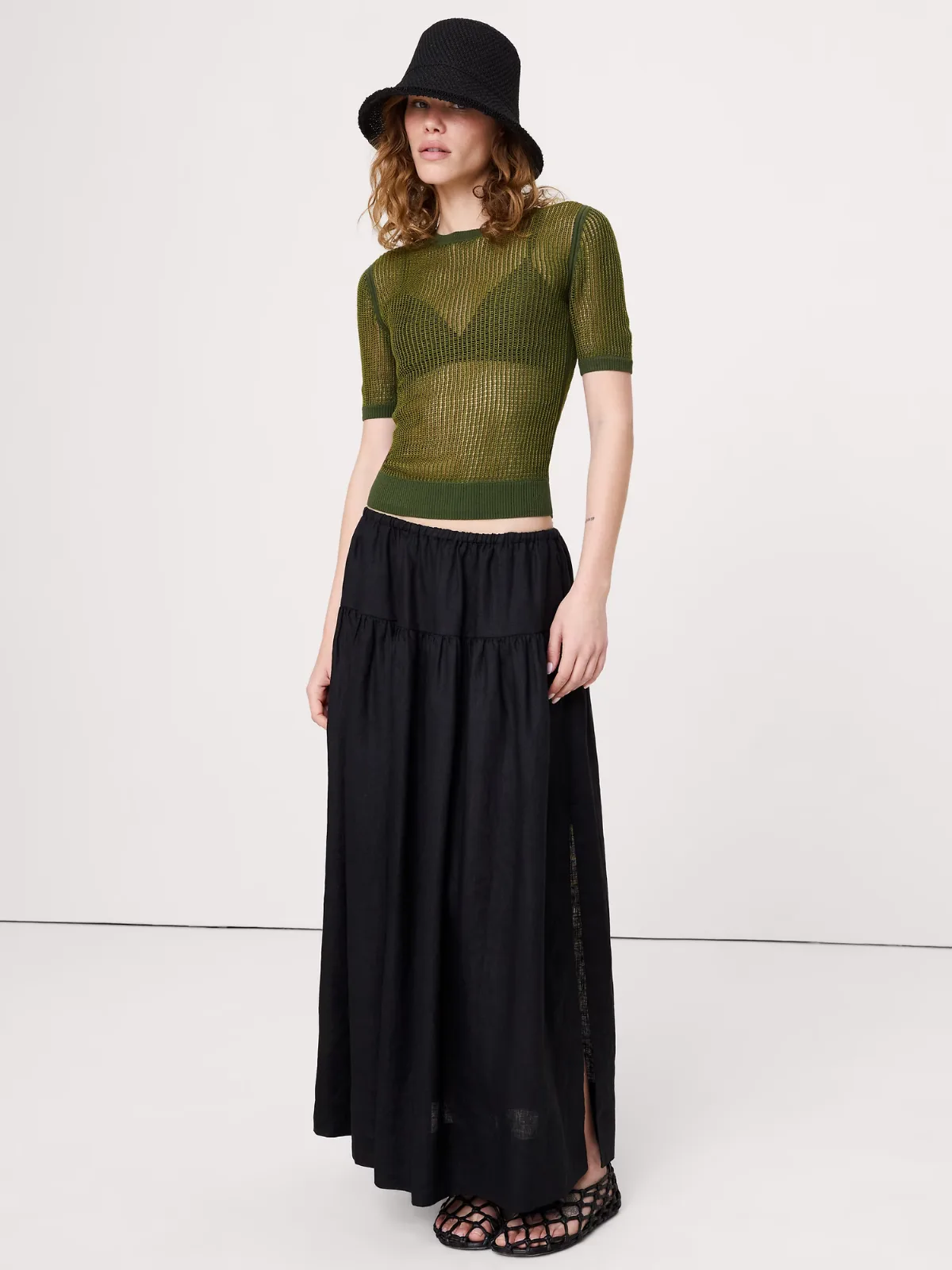 Mesh Crew-Neck Sweater Tee by Banana Republic