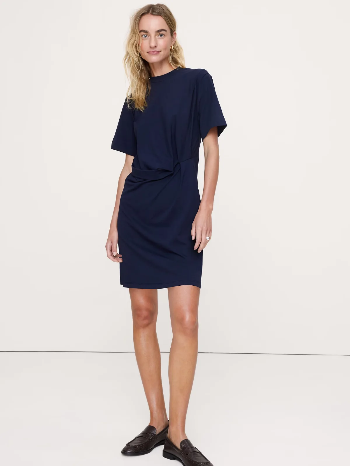 Stretch-Cotton High-Neck Mini Dress by Banana Republic